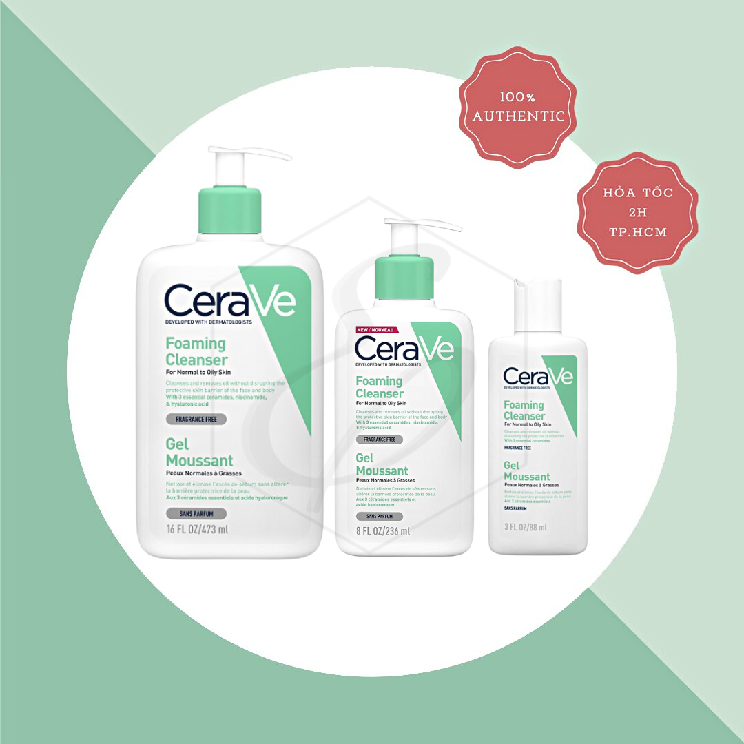 Sữa rửa mặt CeraVe Foaming Cleanser For Normal To Oily Skin Gel Moussant